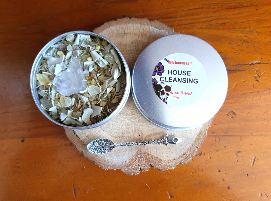 HOUSE CLEANSING Handmade Incense Blend 25g Incense Spoon Clear Quartz