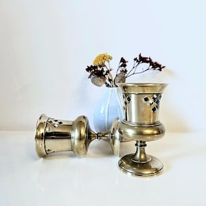 Juego de candelabros vintage, candelabro, par, juego de velas cónicas decorativas, candelabro cónico de latón, altura 10,3 cm (4,06 pulgadas)