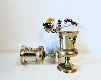 Vintage messing kandelaars, decoratieve taps toelopende kaarsenset