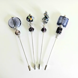 Spillone da cappello, spillone da cappello con perline di Murano, spilla da sciarpa, spilla da bavero, spilla a spillo, spilla ad ago, spilla da bavero, spilla da cappello, fatta a mano da Lia de Matos®