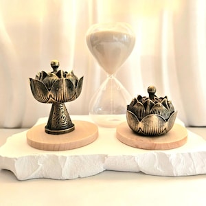 2 Mini incense cones burners, Mini Incense holder, Lotus burner, Miniature holder, brass, diameters 3.8cm 1.50in 3cm 1.18in, 2 pieces +OFFER