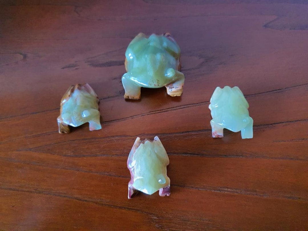 Green Onyx Marble TREE FROG Figurines Hand Carved Onix Tree Etsy