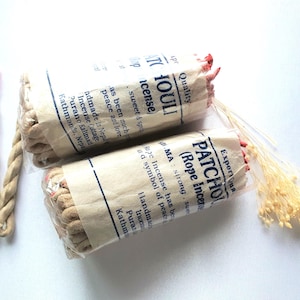 Touwwierook Patchouli pure kruidenwierook, Nepalese touwwierook, Himalaya natuurlijke wierook, wierookkoorden, 40 touwen