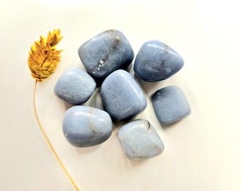 Angelite tumbled, 7 to 8 stones, 100g 3.53oz, Connection with the Angelic Realm stone