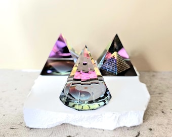 Crystal Glass Pyramid, 12 sided Yin Yang pyramid, Mistic pyramid, Double pyramid, with original box