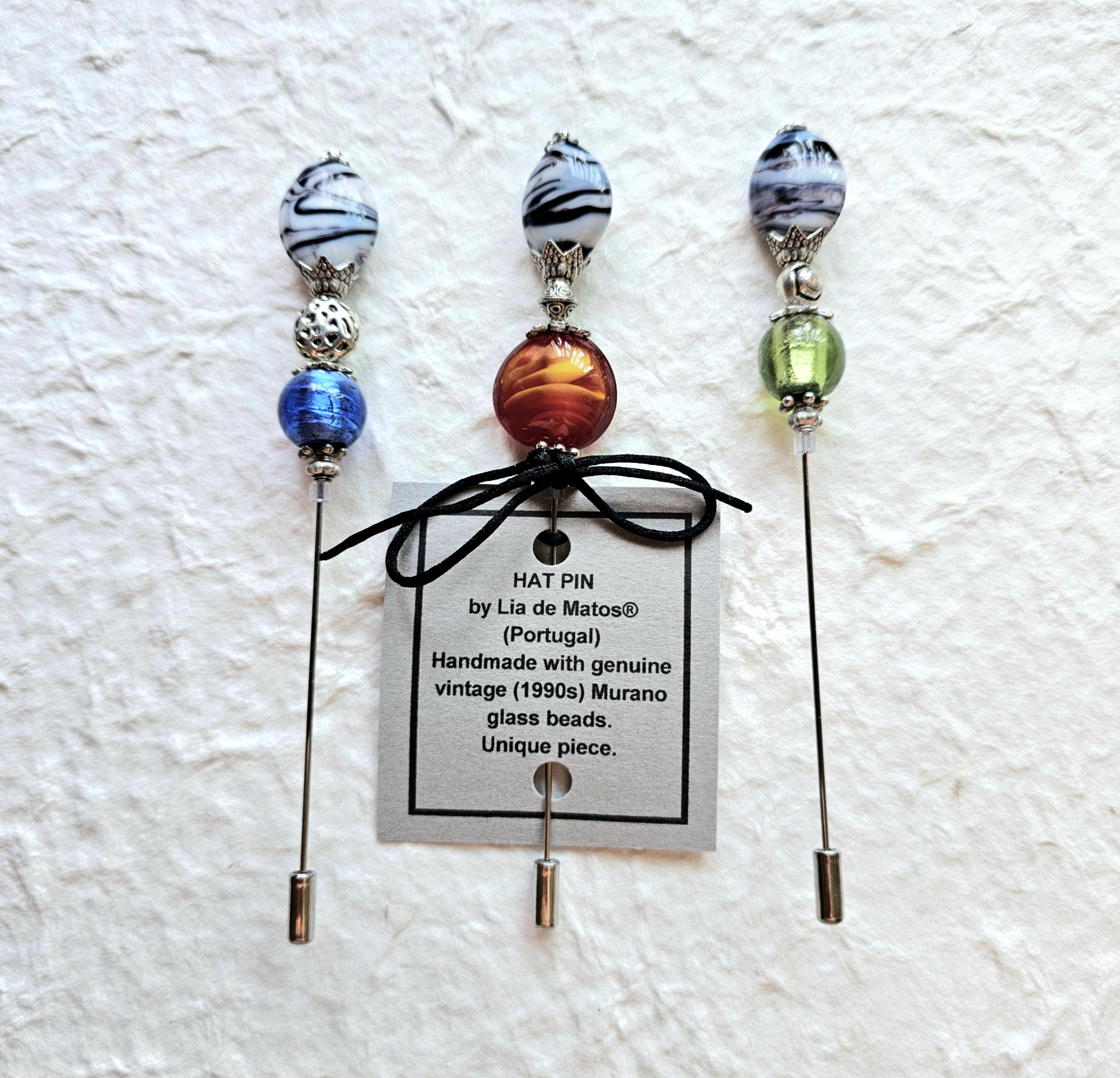Handmade Vintage Murano Glass Hatpin - Unique Scarf Pin  display picture 1