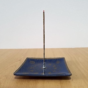 Glass incense holder plate for sticks, Incense burner plate, Modern incense stick holder, square, length 11.7cm, 4.61in - ZODIAC
