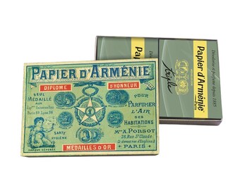 PAPIER D'ARMENIE 1900 BOX with 12 booklets 432 uses incense paper from Armenia France Offer exclusive matchbox