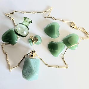 Green Aventurine Perfume Bottle Necklace: 18K Gold-Plated Gemstone Vial