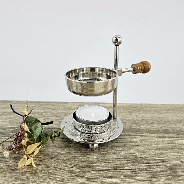 NO CHARCOAL Incense burner for resins and powders without charcoal Nickle Silver New handmade in European Union + Offers