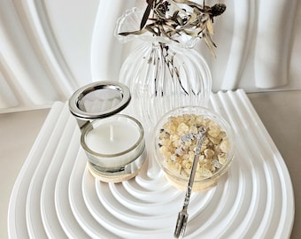 NO CHARCOAL Wierookbrander voor harsen en poeders zonder houtskool - roestvrij staal met kaarsglas - Tiny + AANBIEDINGEN