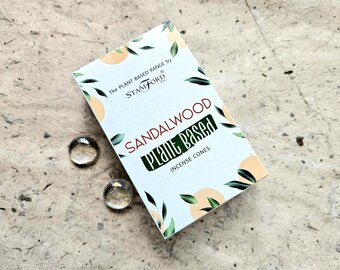 Conos de incienso de sándalo, 3 paquetes de 15 conos cada uno, incienso vegano, varillas de incienso masala enrolladas a mano, incienso Stamford