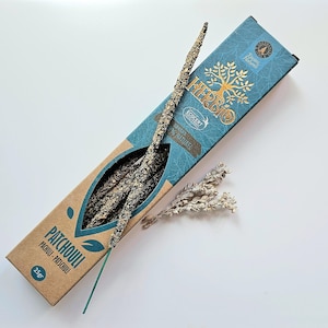 Patchouli incense sticks, 3 packs of 20g each, 100% natural and hand-rolled, environmentally friendly, controlled by ECOCERT Greenlife