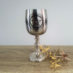 CHALICE Cup pentagram, altar chalice, ritual chalice, ritual cup, altar tool, witchcraft supply, Wicca Celtic Pagan Hoodoo, 15.3cm - 6.02in