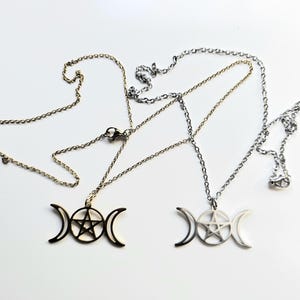 Triple Moon necklace, Triple Goddess necklace, Moon Goddess necklace, Wiccan necklace, stainless steel necklace, 2 OPTIONS