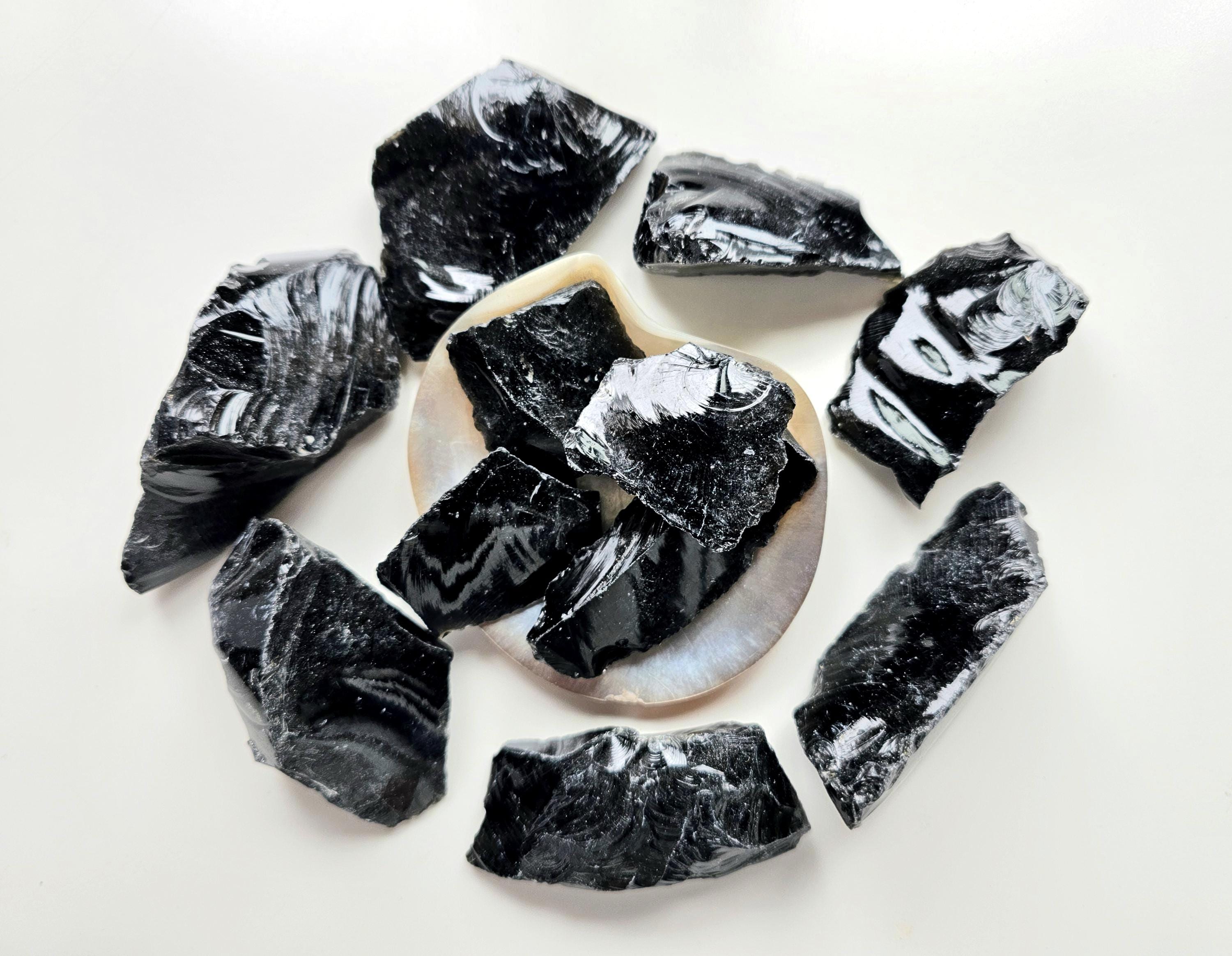 黒曜石原石、4～7個、91～104g、天然クリスタル、クリスタルヒーリング