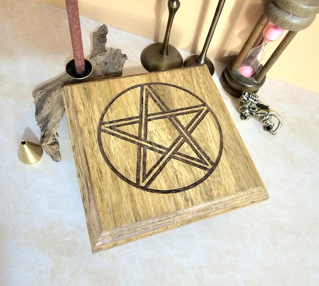 Pentacle Mini Altar Table, Wood Altar Table, Pagan Altar Table, Witchy ...