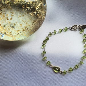 Peridot Bracelet, gemstone bracelet, minimal bracelet, dainty bracelet, gem bracelet, sterling silver, handmade by Lia de Matos®
