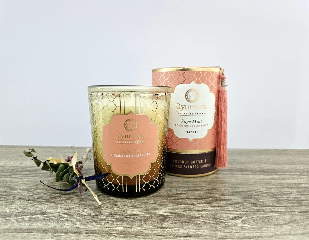 Ayurveda Dosha Candle KAPHA Candle Sage Mint Candle Soy Wax and Coconut