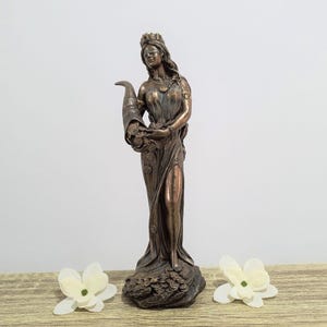 FORTUNA Goddess statue 19cm | Tyche statue | Deusa Fortuna | Goddess of Fortune, Chance, Luck, and Fate - resin and bronze vintage surfacing