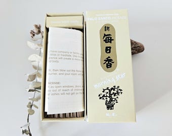 Incenso giapponese, incenso Palo Santo, confezione da 200 bastoncini e porta in ceramica, 70 g, Morning Star