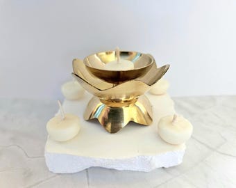 Ghee candle burner, Ghee lamp, Diya, Incense burner, brass, height 4.2cm 1.65in width 6.8cm 2.68in