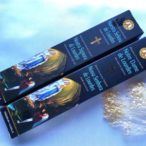 Our Lady of Lourdes, 2 packs of 15g each, masala incense sticks, hand-rolled incense, Catholic incense, Nossa Senhora de Lourdes