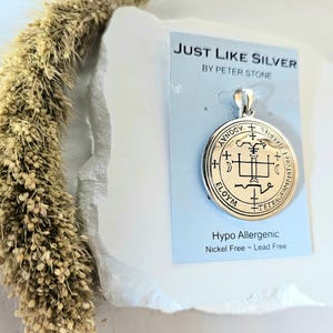 Archangel Gabriel Sigil pendant, Saint Gabriel sigil, genuine Peter Stone Jewellery, silver plated, length 4.2cm 1.66in, weight 6.8g