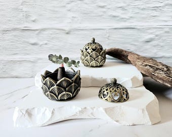 Mini incense cones burner, Mini Incense holder, Lotus incense burner, Miniature incense holder, brass, diameter 4cm 1.57in, ONE piece +OFFER