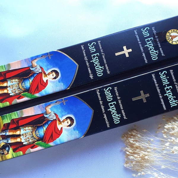 SAINT EXPEDITUS, 2 packs of 15g each, masala incense sticks, hand-rolled incense, Catholic incense, Santo Expedito