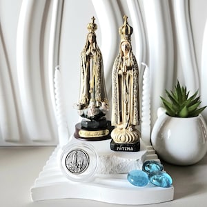 Statua della Madonna di Fatima, statuetta religiosa della Madonna, Nossa Senhora de Fatima, dipinta a mano, 2 opzioni, OFFERTE scatola e candela