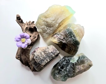 Pierre de fluorite brute : Cristal du chakra du troisième œil pour la clarté mentale, 3 options