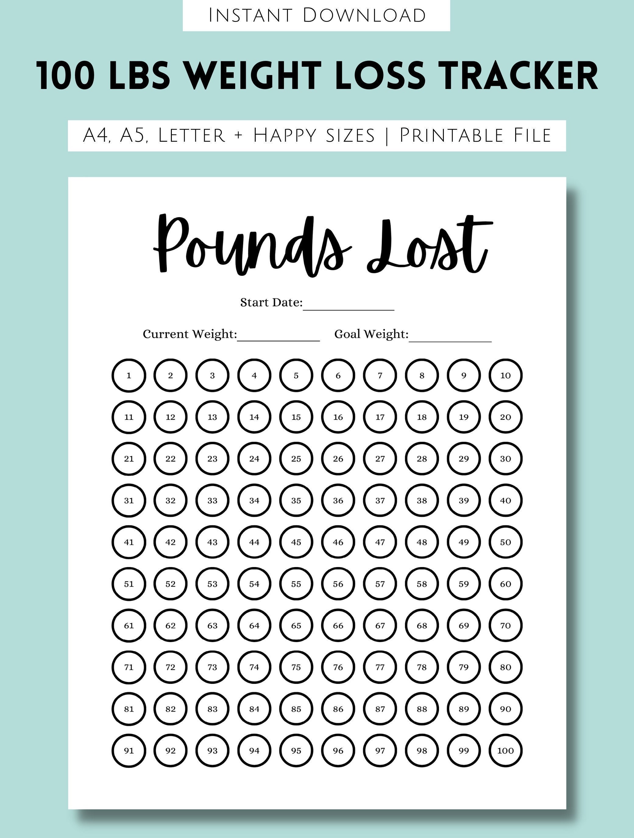 100 Lbs Weight Loss Tracker Weightloss Journal 100 Pounds - Etsy