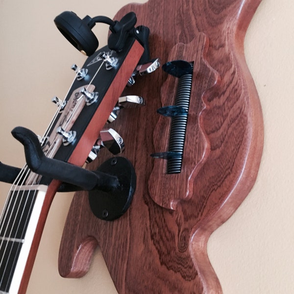 Guitar hanger, Mahogany, w/ Pick holder