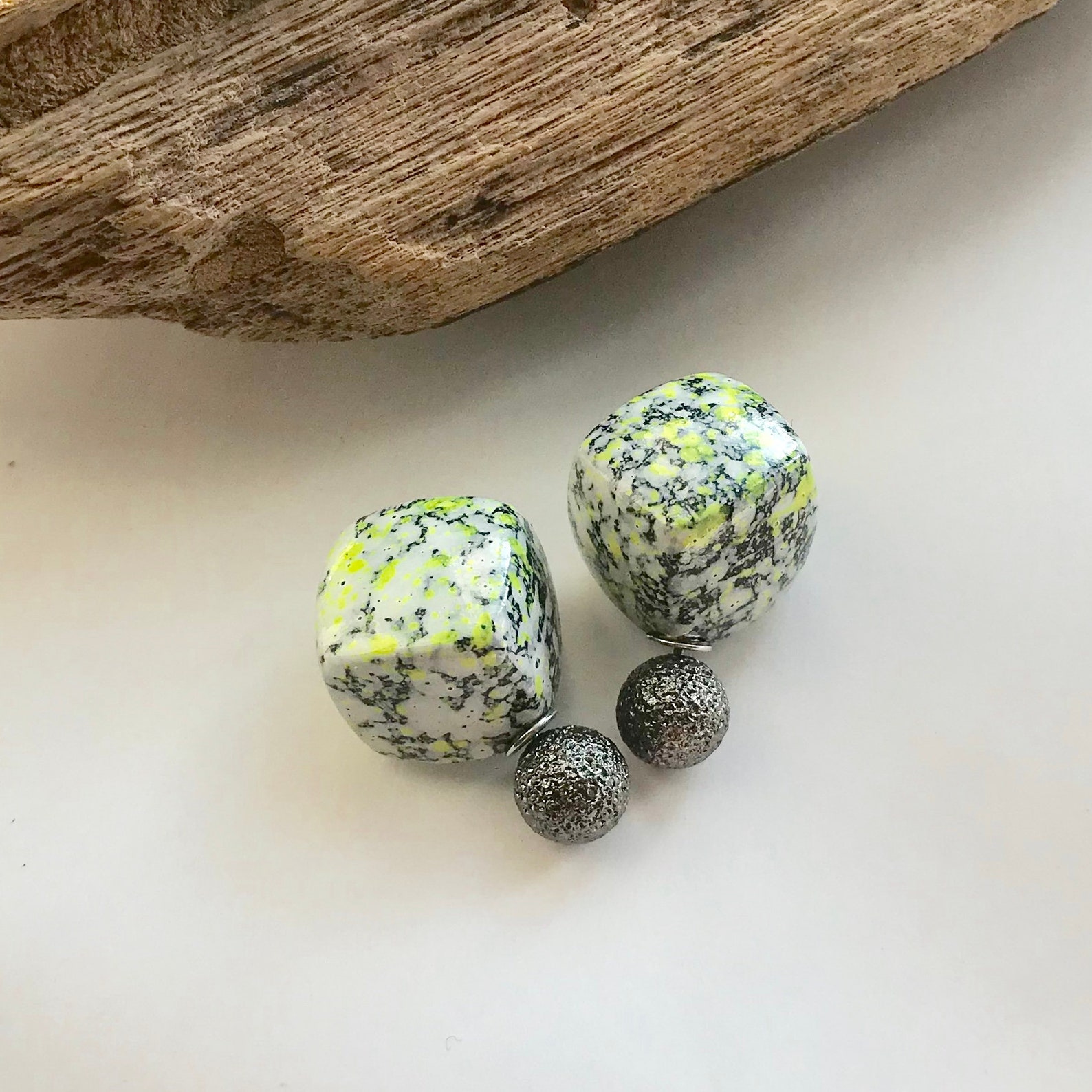 Wunderschönes Paar quadratische graue und gelbe Marmor | Etsy