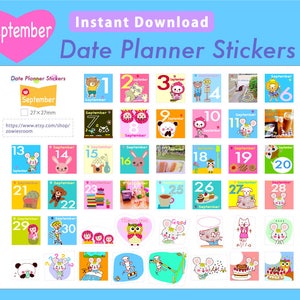 PRINTABLE Date Planner Stickers, SEPTEMBER image 1