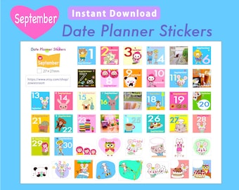 DRUCKBARE Datum Planner Aufkleber, SEPTEMBER