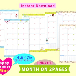 Mini Happy Planner Inserts, Undated Monthly, Happy Planner Inserts Printable, Happy Planner Mini