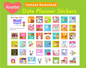 PRINTABLE Date Planner Stickers, NOVEMBER