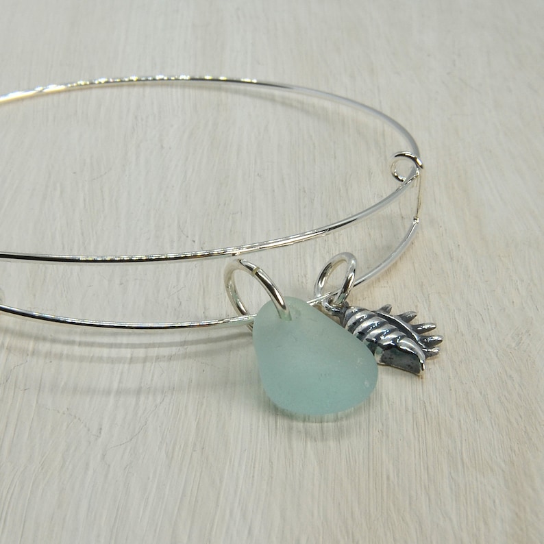 Sea Glass Jewellery Dainty Bracelet Sea Glass Bracelet Sterling Silver Bangle Sterling Silver Bracelet Charm Bangle Sea Glass Charms