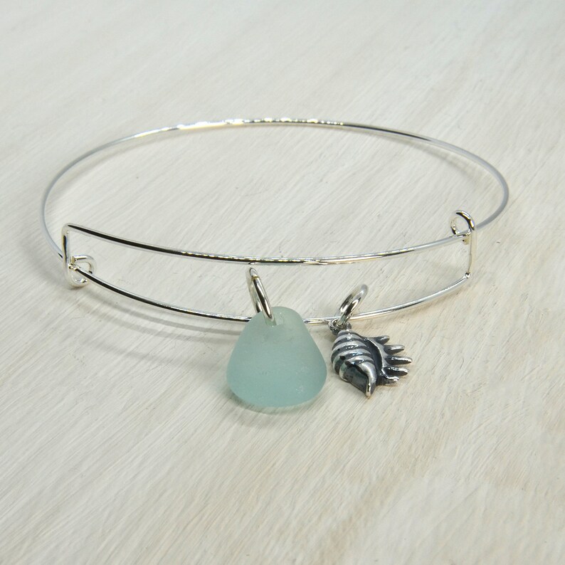 Sea Glass Jewellery Dainty Bracelet Sea Glass Bracelet Sterling Silver Bangle Sterling Silver Bracelet Charm Bangle Sea Glass Charms