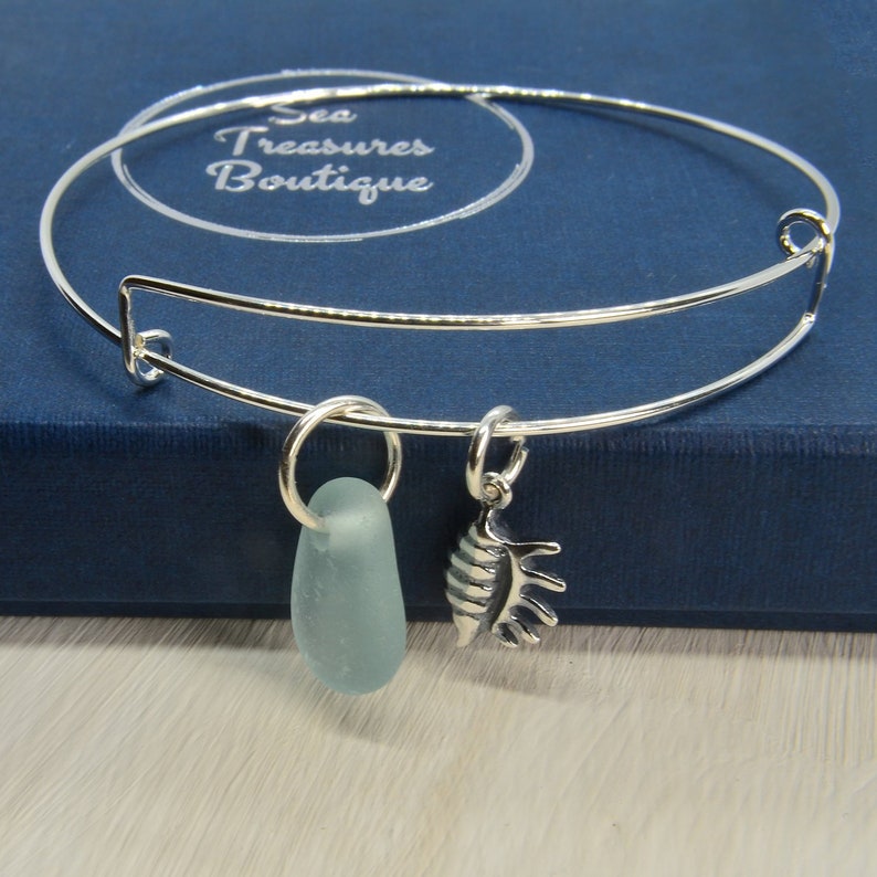 Sea Glass Jewellery Dainty Bracelet Sea Glass Bracelet Sterling Silver Bangle Sterling Silver Bracelet Charm Bangle Sea Glass Charms