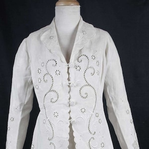 Edwardian 1908 Cutwork Whitework Linen 3-pc Walking Suit, Helen Larson Collection
