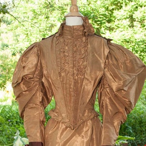 Antique Victorian Visiting Dress 1893  Silk Taffeta 2 Piece, Museum Deaccession
