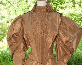 Antique Victorian Visiting Dress 1893  Silk Taffeta 2 Piece, Museum Deaccession