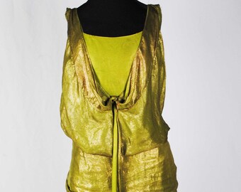 House Of Paquin Couture Paris, French Lame Evening Dress, Label Dated 1925