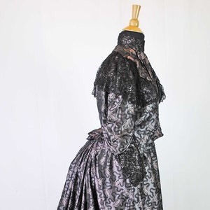 Victorian Mauve Silk Brocade Visiting Dress 1893, Museum Deaccession