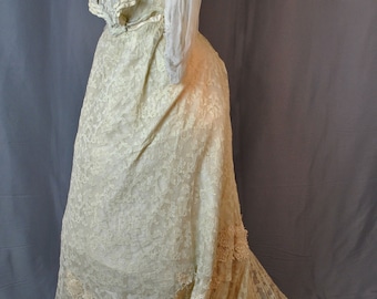 Antique Victorian Dress Ball Gown Tambour Lace -  1890 Label Johnson, Chicago -  Provenance