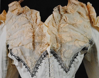 Victorian Trained Three Piece Bustled Wedding Gown, 1890s