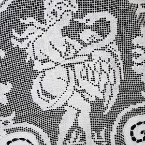 Vintage 1920&#39;s Figural Italian Tablecloth  With Filet and Cutwork, Openwork and Embroidery 103&quot; x 86-1/2&quot;